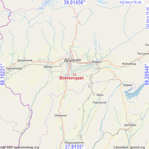 Boshkengash on map