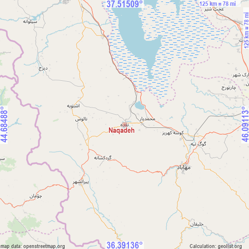 Naqadeh on map