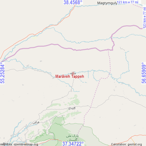 Marāveh Tappeh on map