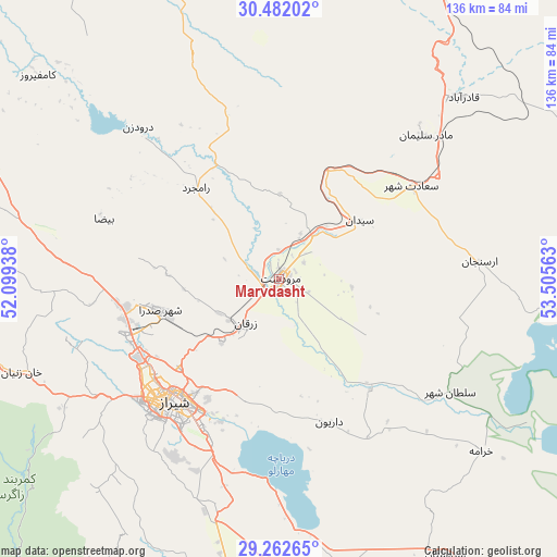 Marvdasht on map