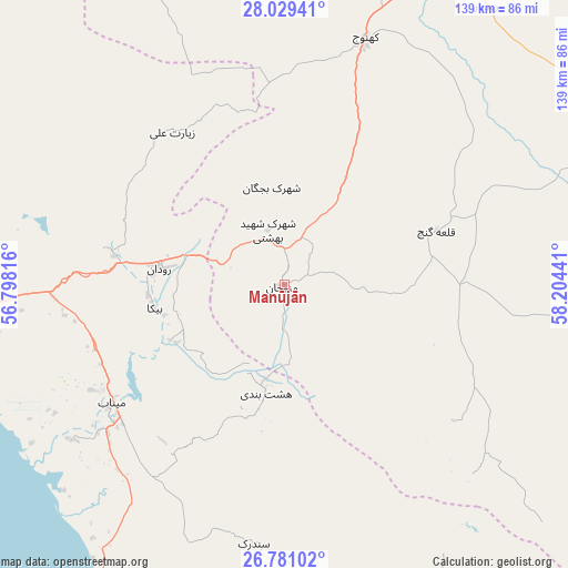 Manūjān on map