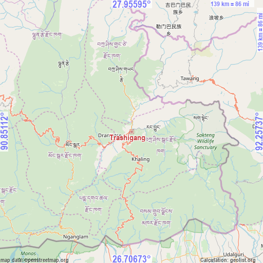 Trashigang on map