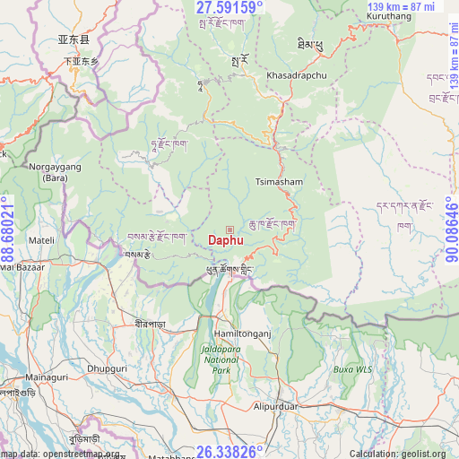 Daphu on map
