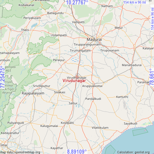 Virudunagar on map