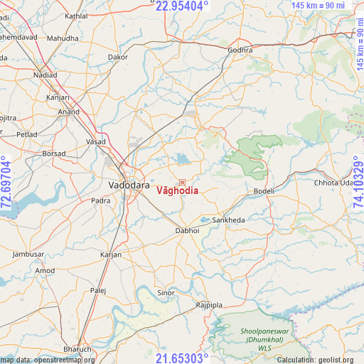 Vāghodia on map