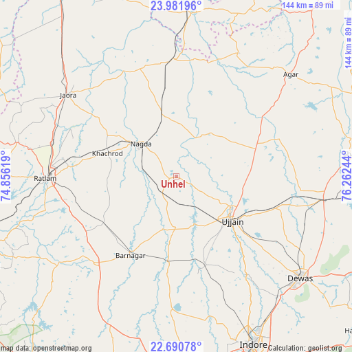 Unhel on map