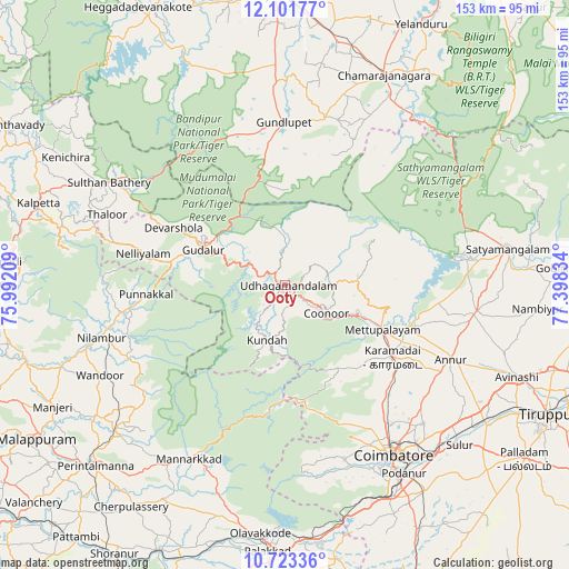 Ooty on map