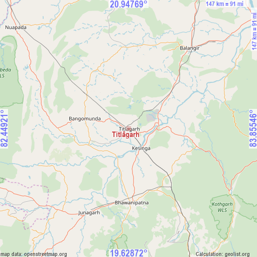 Titlāgarh on map
