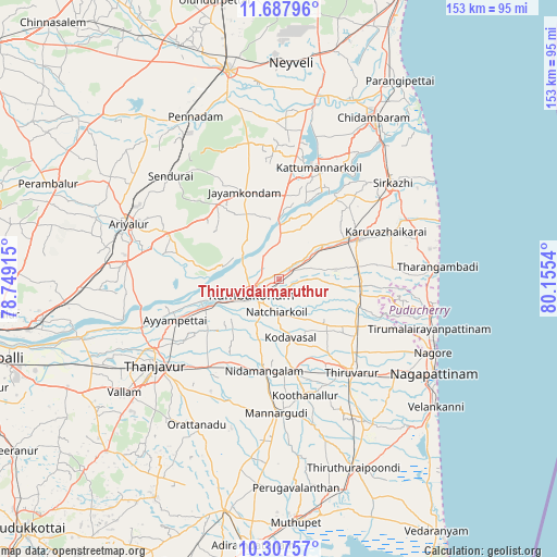 Thiruvidaimaruthur on map