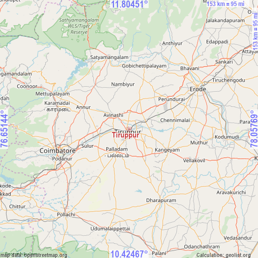 Tiruppur on map