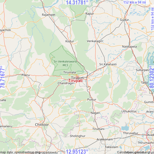 Tirupati on map