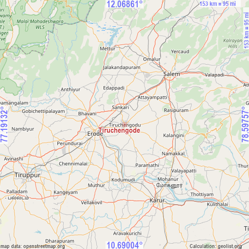 Tiruchengode on map