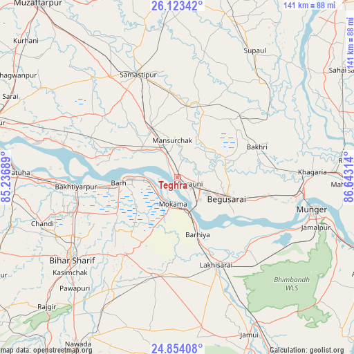 Teghra on map