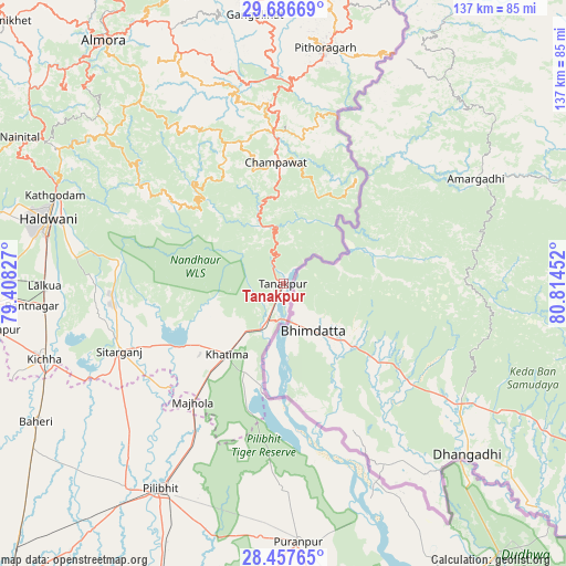 Tanakpur on map
