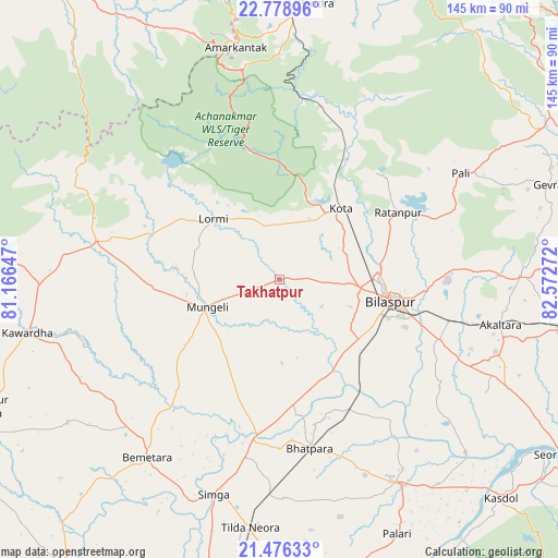 Takhatpur on map