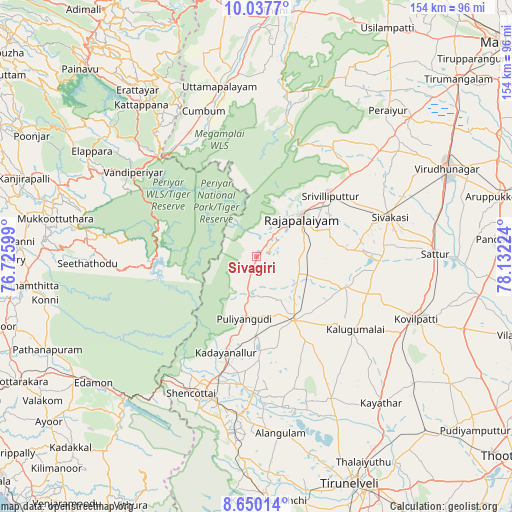 Sivagiri on map
