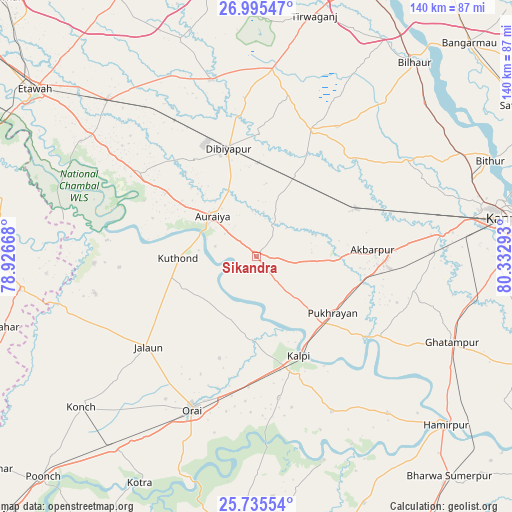 Sikandra on map