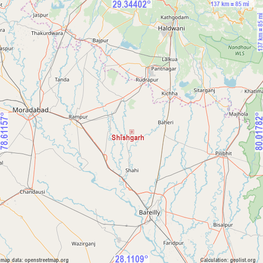 Shīshgarh on map