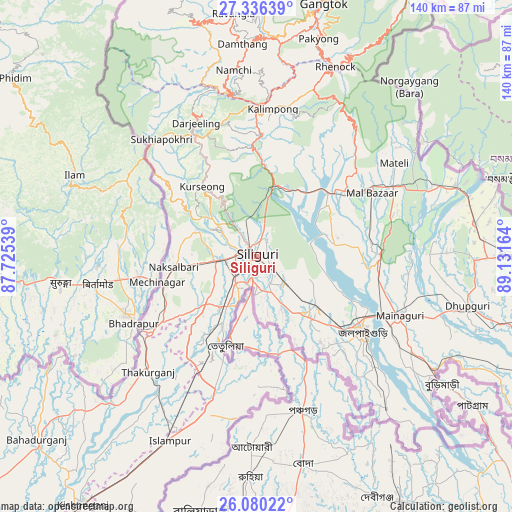 Siliguri on map