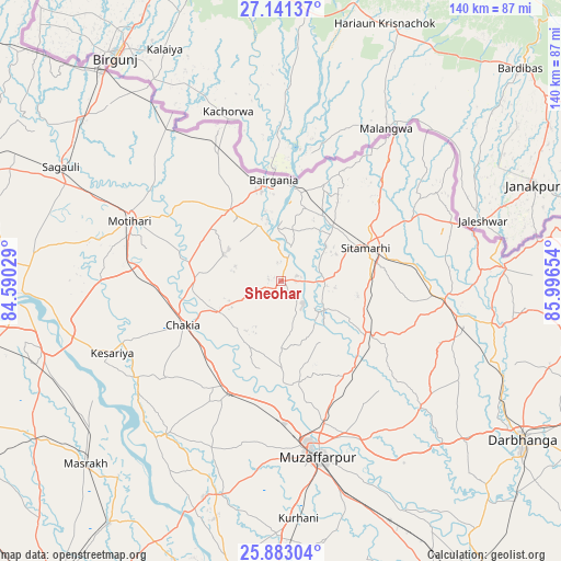 Sheohar on map