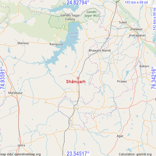 Shāmgarh on map