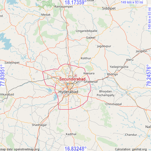 Secunderabad on map