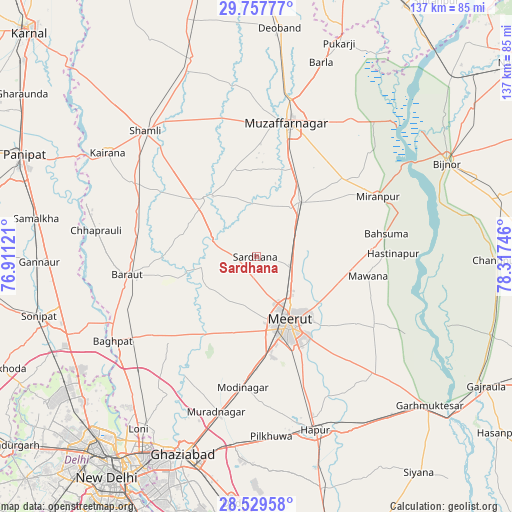 Sardhana on map
