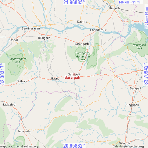 Saraipali on map
