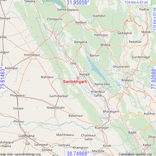 Santokhgarh on map