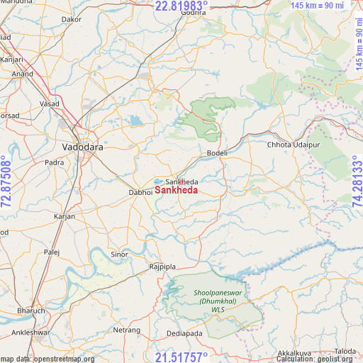 Sankheda on map