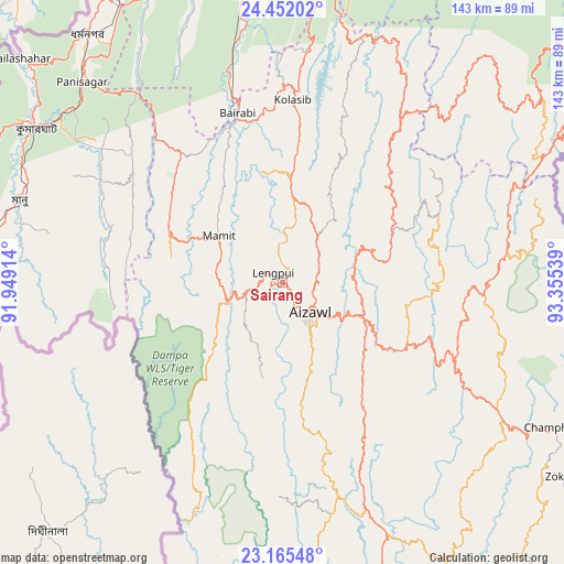 Sairang on map