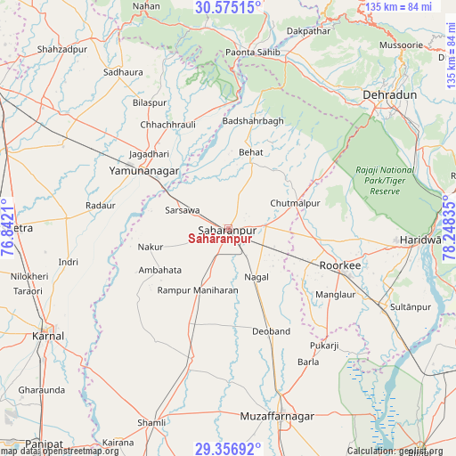 Sahāranpur on map