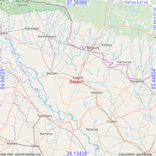 Sagauli on map