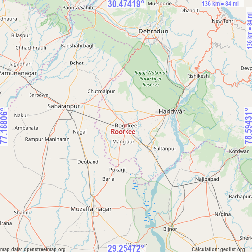 Roorkee on map