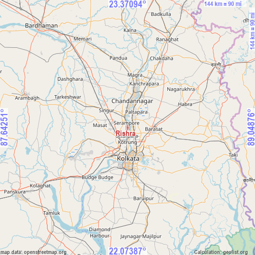 Rishra on map