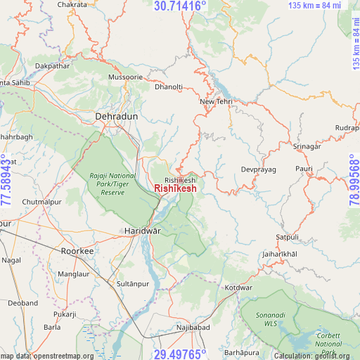 Rishīkesh on map