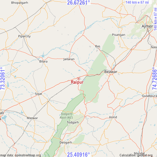 Raipur on map