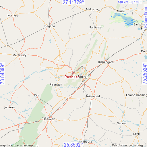 Pushkar on map