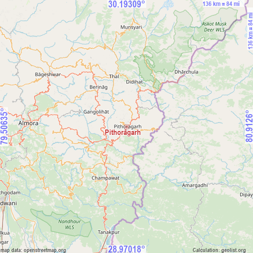 Pithorāgarh on map