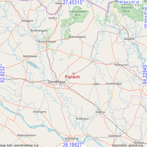 Pipraich on map