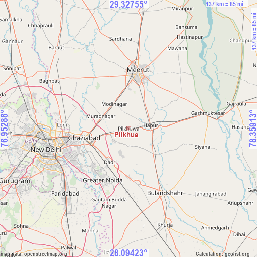 Pilkhua on map
