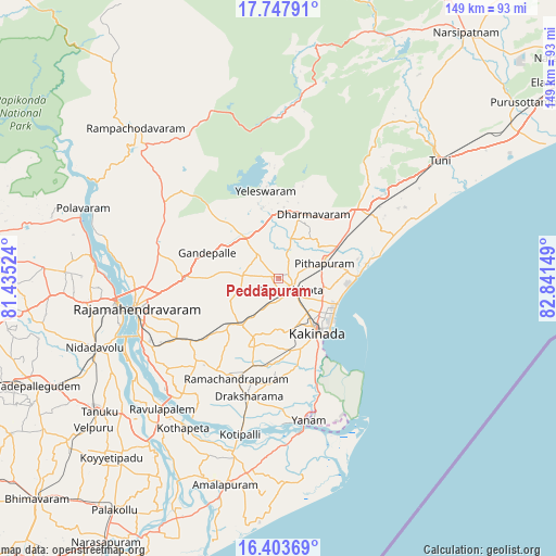 Peddāpuram on map