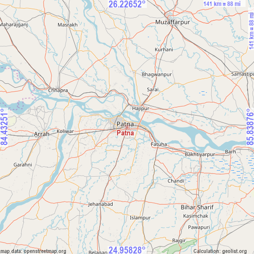 Patna on map