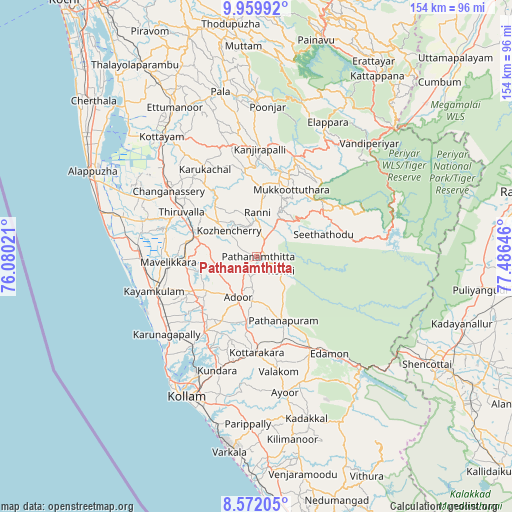 Pathanāmthitta on map