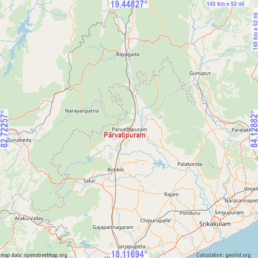 Pārvatipuram on map