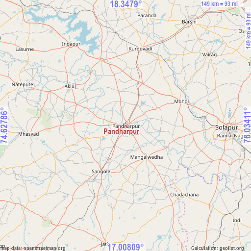 Pandharpur on map