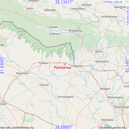 Pachperwa on map