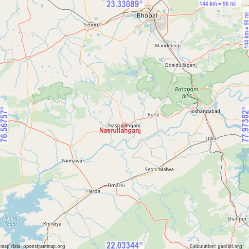 Nasrullāhganj on map