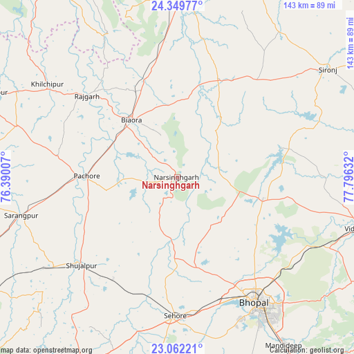 Narsinghgarh on map