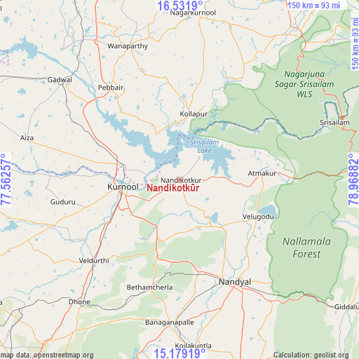 Nandikotkūr on map